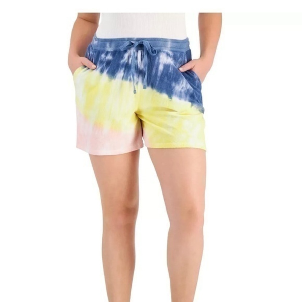 Style & Co Women's Size S, Beach Dye, Terry Shorts w/ Pockets, multi-color